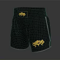 Black MMA Shorts With Yellow Logo And White Side Stripes