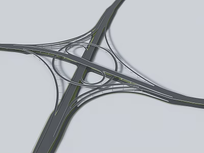Urban Road Infrastructure Multi Level Circular Interchange With Complex Traffic Lane Connections 3d model