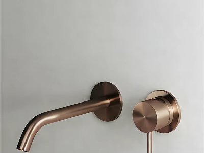 Modern Wall Mounted Copper Faucet With Sleek Design And Round Base 3d model