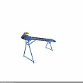 Blue Conveyor Belt Equipment With Yellow Motor Black Belt Surface And Supporting Frame