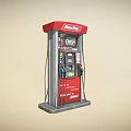 Public Fuel Station Facility With Red Fuel Pump Digital Display And Fuel Nozzles