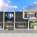 Modern Commercial Street Design With Shops Blue Sky And Open Plaza