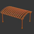 Modern Orange Pergola With Grid Lattice Roof and Supporting Columns for Outdoor Design