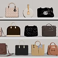 Fashionable Designer Bags Collection Showcasing Various Styles And Leather Designs On Shelves