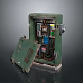 Green Computer Power Supply Box With Open Door Showing Internal Wires And Components 3d model