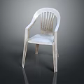 White Plastic Leisure Chair With Ergonomic Armrests And Slatted Backrest Modern Simple Design For Relaxation