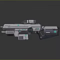 Futuristic Sci Fi Weapon With Metallic Design Green Glowing Accents And Scope