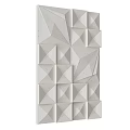 3D Geometric Wall Decor with Triangular and Square Shapes in Light Gray