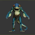 Blue Animal with Red Eyes Green Belly Standing Posture Belt Decoration and Yellow Claws