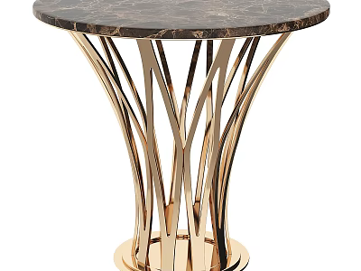 Elegant Modern Coffee Table Design With Marble Top And Gold Metal Legs 3d model