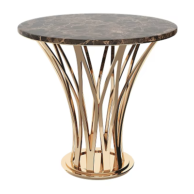 Elegant Modern Coffee Table Design With Marble Top And Gold Metal Legs 3d model
