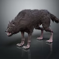 Realistic 3D Wolf Model With Dark Fur Sharp Teeth And Aggressive Posture 3d model