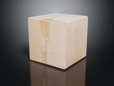 Sturdy Square Cardboard Box with Brown Tape Sealing on Dark Background 3d model