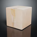 Sturdy Square Cardboard Box with Brown Tape Sealing on Dark Background 3d model
