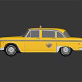 Yellow Classic Taxi With Vintage Design And TAXI Sign On Roof