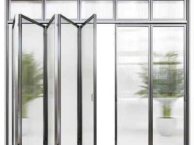Modern Glass Folding Doors With Metal Frame For Bright Interior Space 3d model