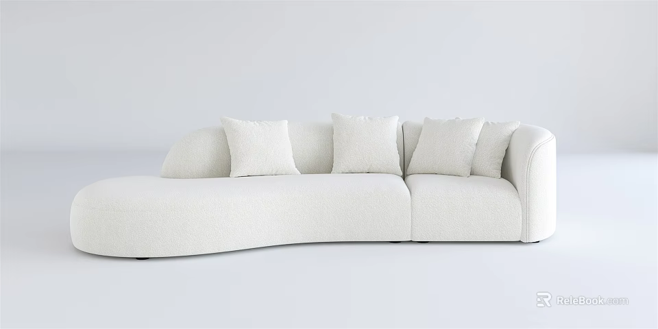 Modern Irregular Sofa Design With Curved Shape Soft Fabric And Plush Pillows 3d model