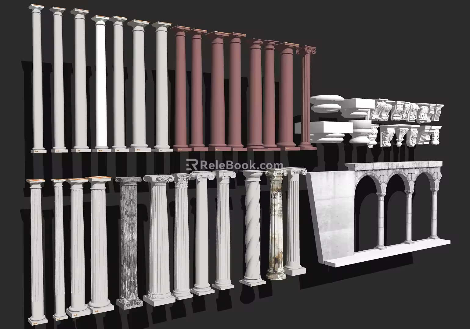 Roman Column Combination 3d model