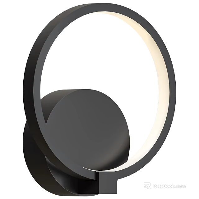 Modern Black Circular Ring Wall Lamp With Sleek Design And Soft White Light 3d model