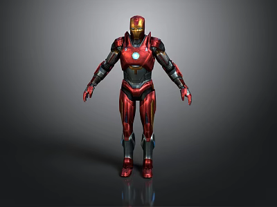 Iron Man 3D Model With Red And Gold Armor Detailed Mechanical Design 3d model
