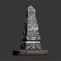 Ancient Stone Tower Model With Multi Tiered Structure And Red Base 3d model