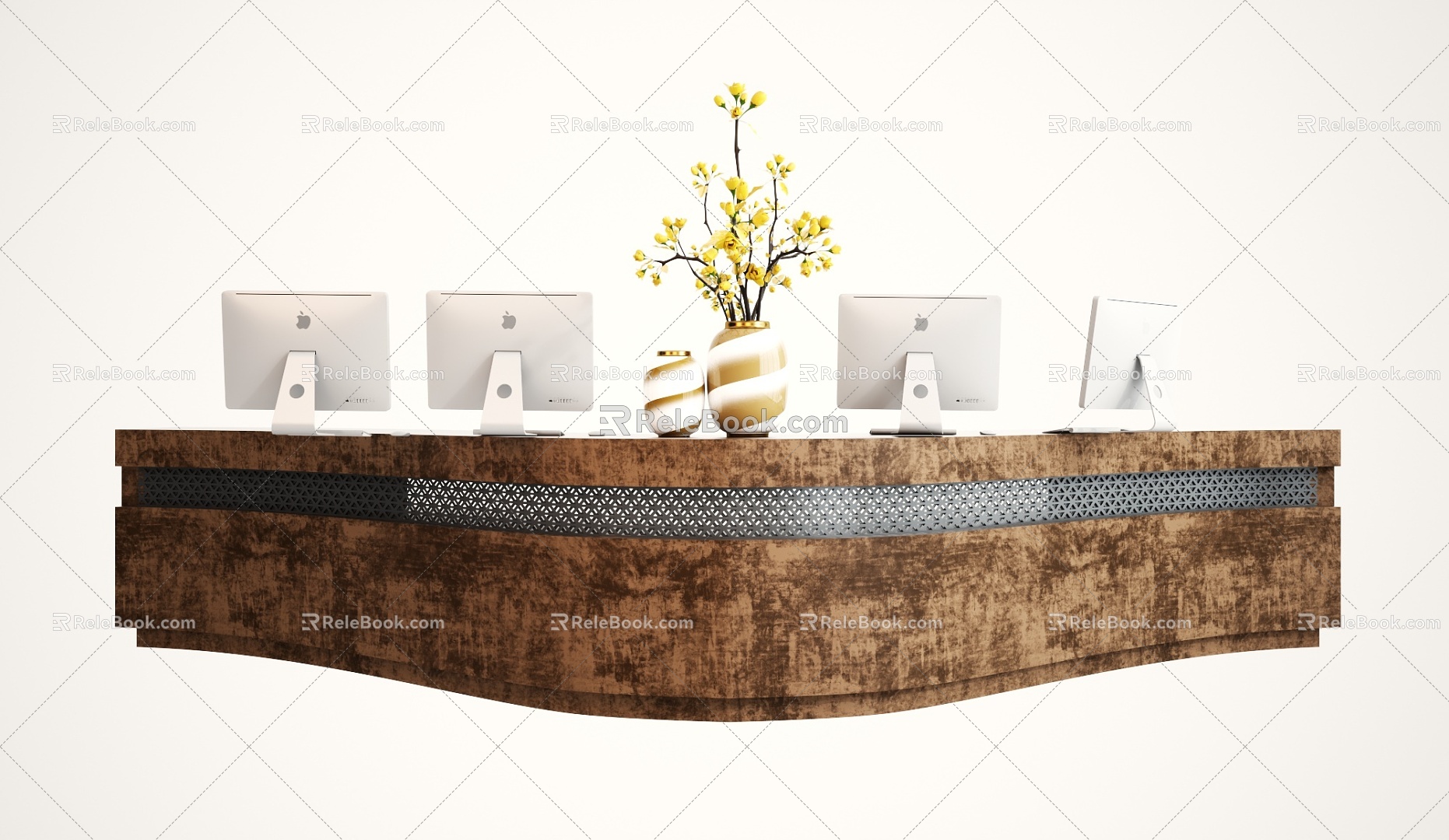 Modern reception desk front desk 3d model