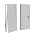 White Hinged Doors with Oval Panel Design and Metal Handles for Home Interior