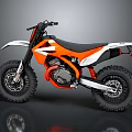 Orange And White Off Road Dirt Bike With Black Seat And Large Knobby Tires
