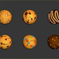 Different Types of Decorated Cookies With Various Toppings On Gray Background