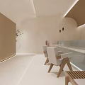 Modern Bar Interior Design With Counter Chairs And Shelved Liquor Bottles