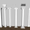 European Classical Roman Column Simple European Column Carved Column Head Column 3d model
