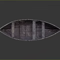Traditional Wooden Boat With Dark Hull Light Edges And Wooden Seats For Water Transport
