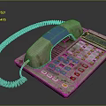 Vintage Landline Telephone With Coiled Cord Numeric Keypad And Display Screen