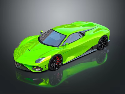 Bright Green Sports Car with Sleek Modern Body Black Wheels Red Calipers and Glossy Finish 3d model