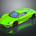Bright Green Sports Car with Sleek Modern Body Black Wheels Red Calipers and Glossy Finish