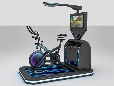Interactive Fitness Exercise Bike With Virtual Scenery Screen And LED Light Platform 3d model
