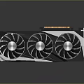 High Performance Graphics Card With Three Cooling Fans And Black Silver Design