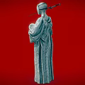 Mysterious Game Movie Character With White Mask Gold Spiral Eyes And Mesh Clothing On Red Background