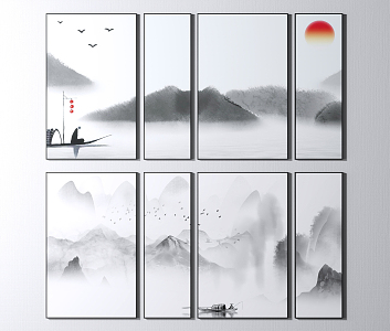 New Chinese Landscape Painting Decorative Painting 3d model