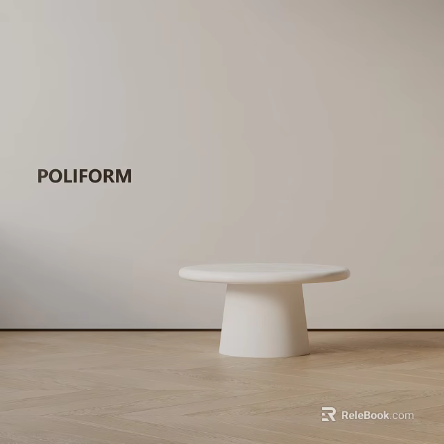 Poliform Modern Sofa And Coffee Table Set With White Round Table On Light Wall Wooden Floor 3d model