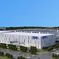 Modern Industrial Factory Building Design With Large Glass Windows Steel Structure And Green Surroundings