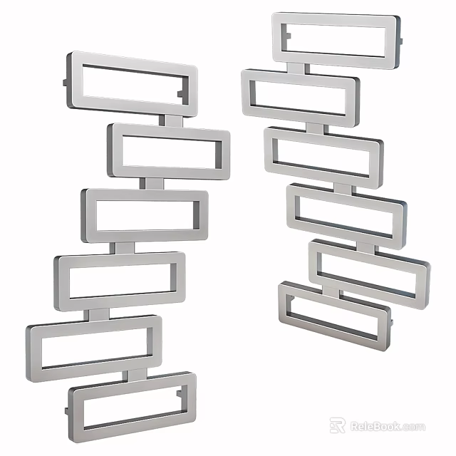 Modern Silver Decorative Structures With Interconnected Rectangular Blocks 3d model 