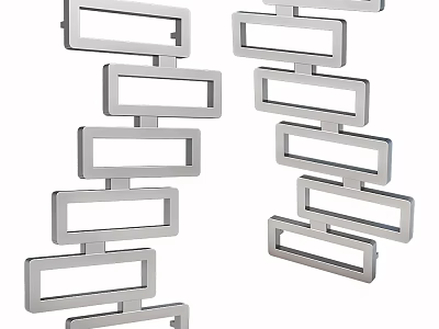 Modern Silver Decorative Structures With Interconnected Rectangular Blocks 3d model