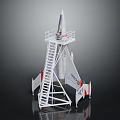Detailed NASA Rocket Model Featuring Launch Tower And Ladder For Space Missions 3d model