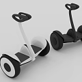 Black And White Two Wheel Self Balancing Scooters With Handlebar Design 3d model