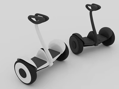 Black And White Two Wheel Self Balancing Scooters With Handlebar Design 3d model