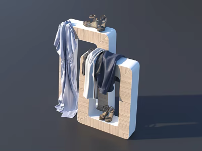 Modern Display Shelf with Hanging Clothes and Shoes for Apparel Storage and 3d model