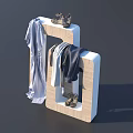 Modern Display Shelf with Hanging Clothes and Shoes for Apparel Storage and