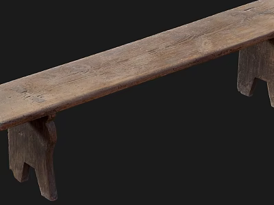 Rustic Wooden Bench With Textured Surface And Unique Carved Legs Design 3d model