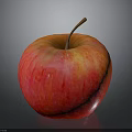 Fresh Red Apple With Yellow Highlights And Glossy Surface On Dark Background